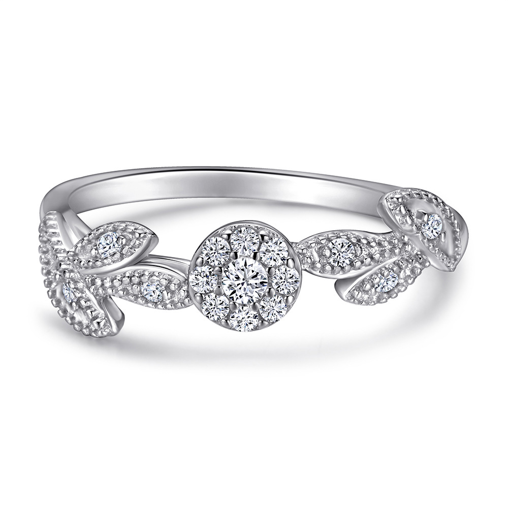 Day Gifts Leaf Statement White Yellow Gold Rose Gold Wedding Band