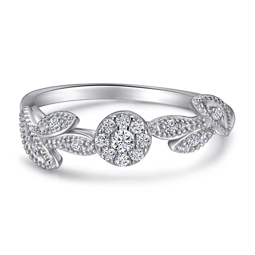 Day Gifts Leaf Statement White Yellow Gold Rose Gold Wedding Band