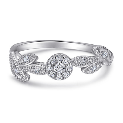 Day Gifts Leaf Statement White Yellow Gold Rose Gold Wedding Band