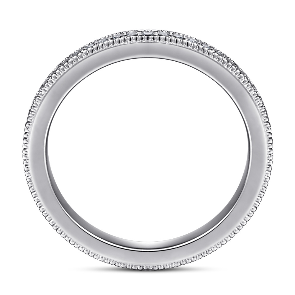 925 Silver All Around Eternity Stackable Rose Gold White Wedding Band