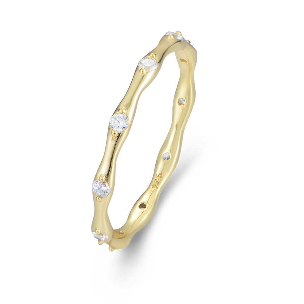 Minimalist Geometric Bamboo-Inspired Fashion Wedding Band in Sterling Silver