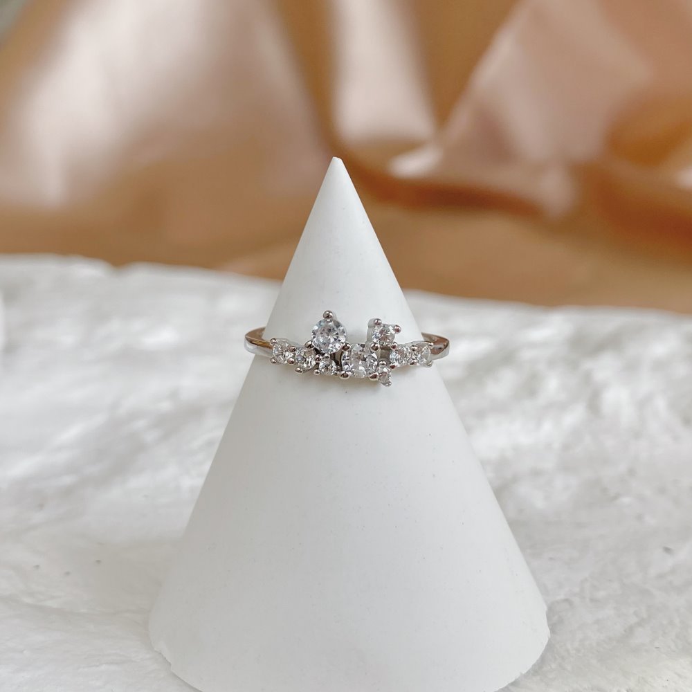 Sterling Silver Irregular Design Delicate Multi-Stone Wedding Band