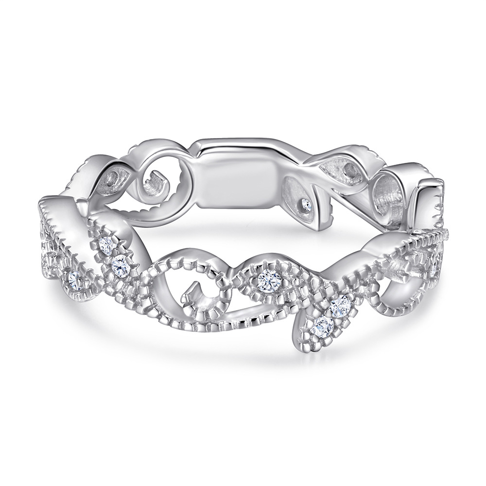 Fancy Vines Yellow Gold Rose Gold White Flower Leaf Wedding Band