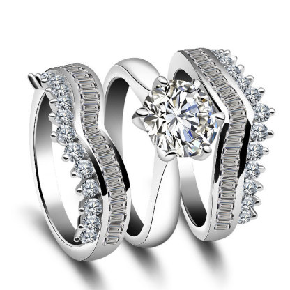 2Ct Round Cut Vintage Sterling Silver Wedding Ring Set-Sterling Silver-lornajewelry