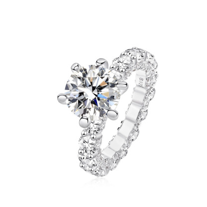 4Ct Moissanite Round Cut Eternity Ring-Sterling Silver-lornajewelry