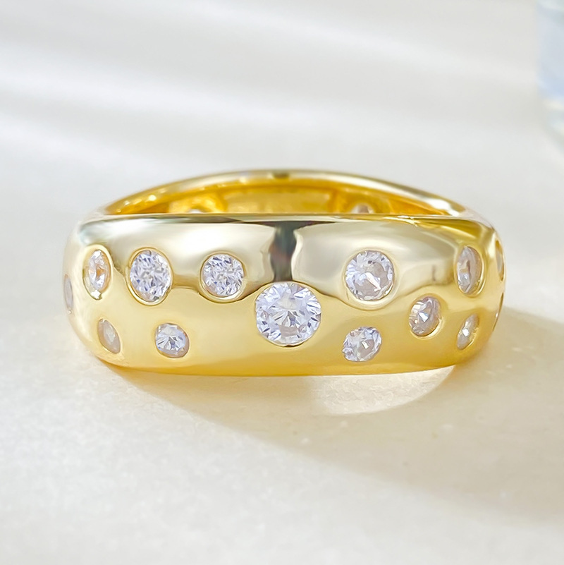 Yellow Gold Round Cut Bezel Setting Band-Sterling Silver-lornajewelry