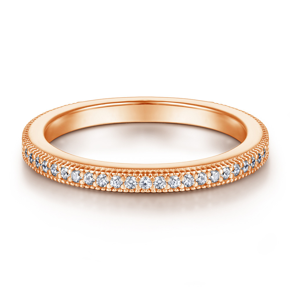 925 Silver All Around Eternity Stackable Rose Gold White Wedding Band