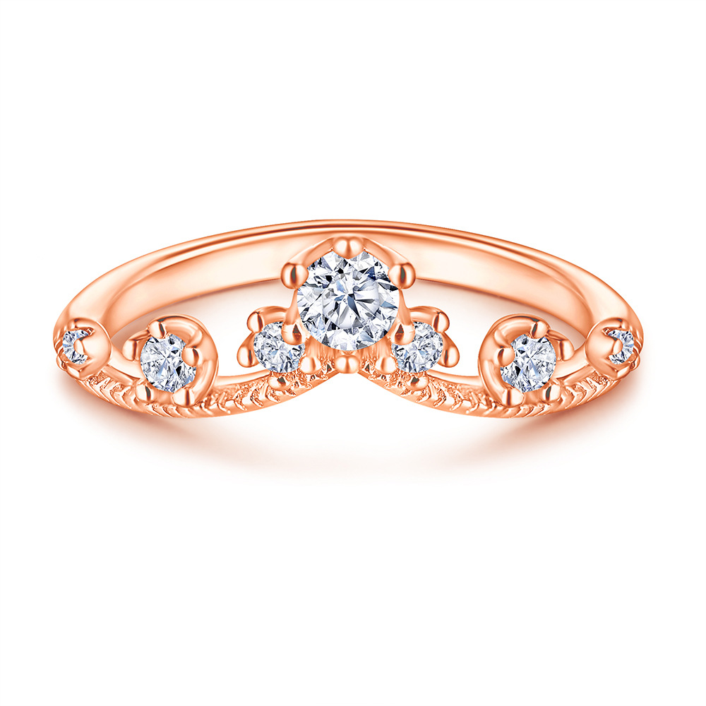 Three Stone White Yellow Gold Rose Gold Flower Wedding Band