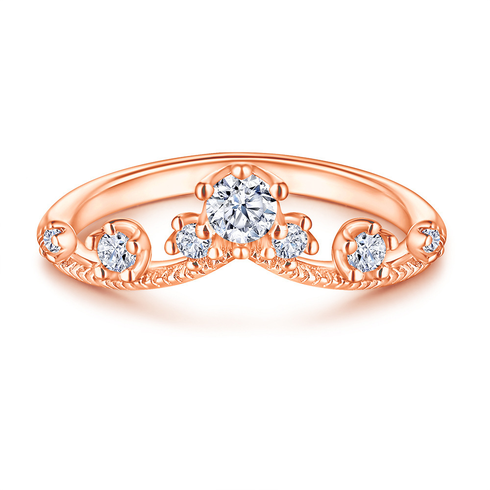 Three Stone White Yellow Gold Rose Gold Flower Wedding Band
