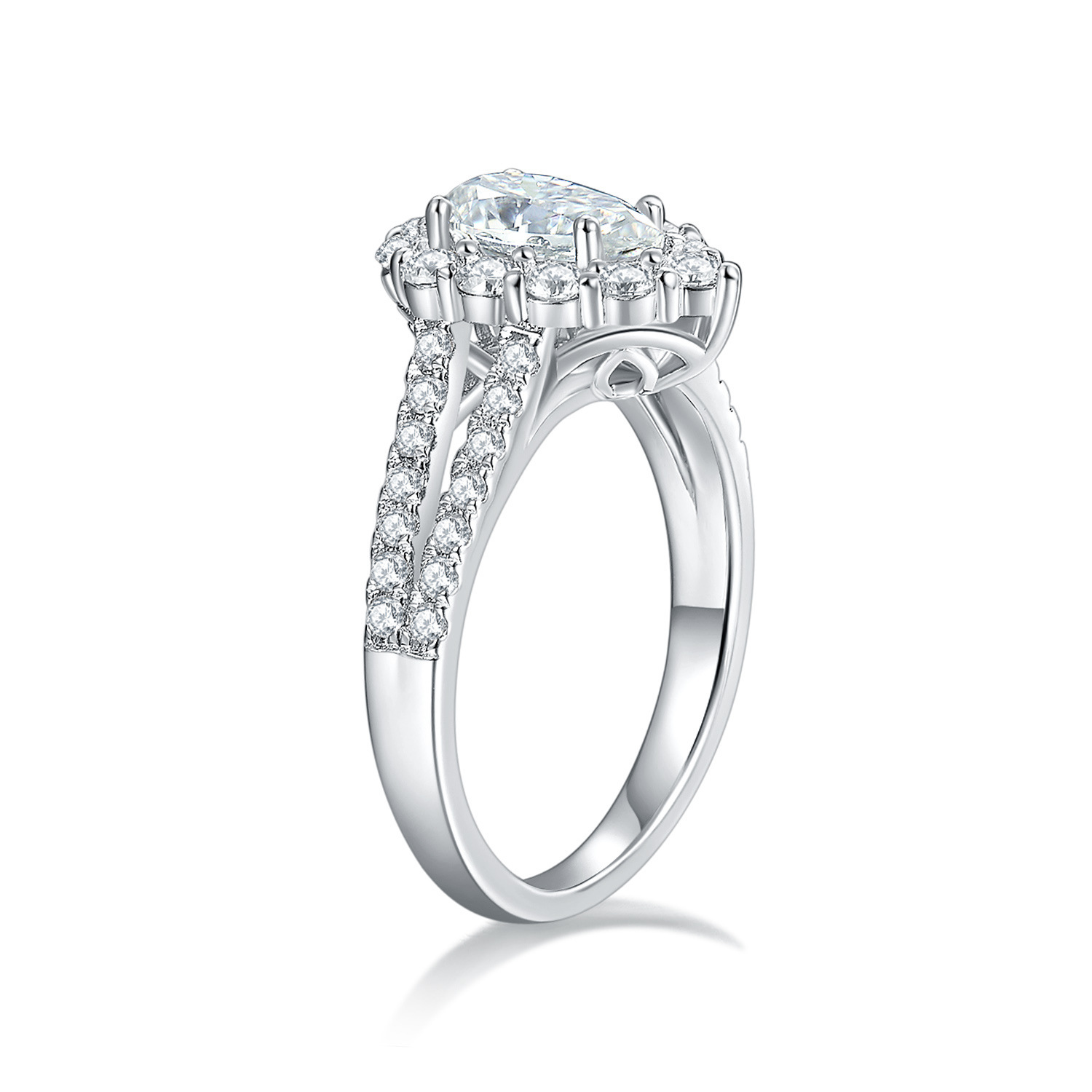 1Ct Pear Cut Moissanite Opulent Sterling Silver Engagement Ring