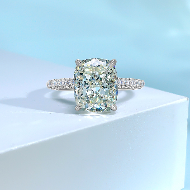 7Ct Timeless Crushed Ice Cushion Cut Engagement Ring For Women-Sterling Silver-lornajewelry
