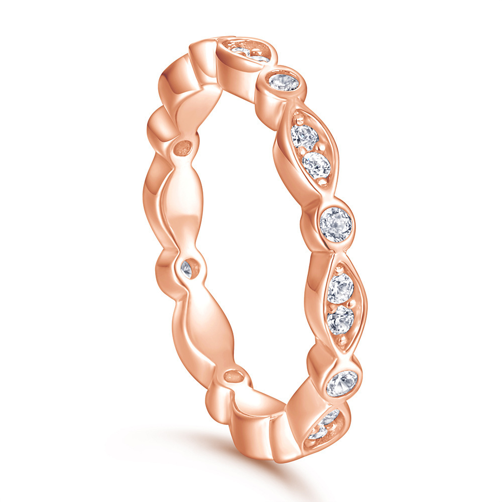 925 Sterling SilverMarquise Rose Gold White Wedding Band