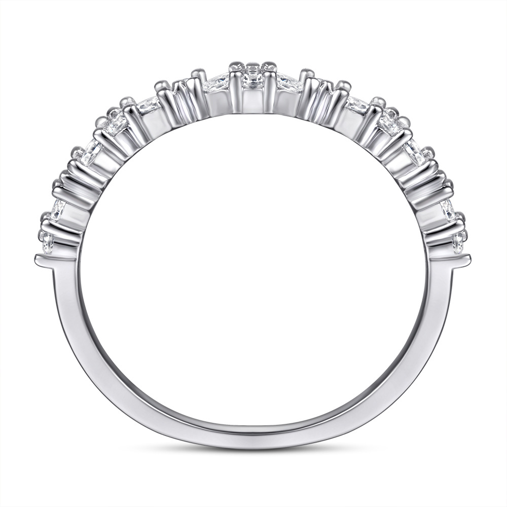 Sterling Silver Classic Half Eternity Thin Wedding Band 