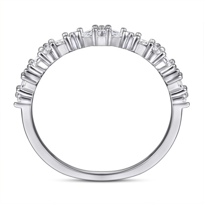 Sterling Silver Classic Half Eternity Thin Wedding Band 