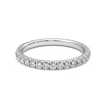 Moissanite Pave Full Eternity Wedding Band Stackable Ring In Sterling Silver-Sterling Silver-lornajewelry