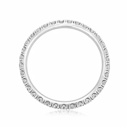 Moissanite Pave Full Eternity Wedding Band Stackable Ring In Sterling Silver-Sterling Silver-lornajewelry