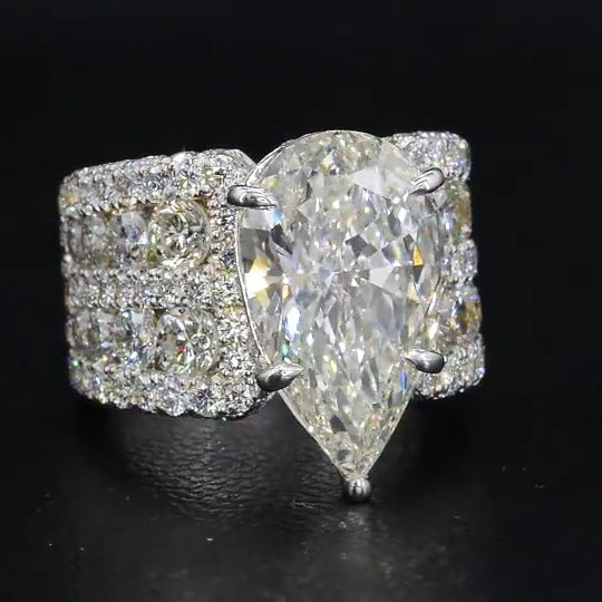 5.5Ct Pear Cut Vintage Style Sterling Silver Engagement Ring-Sterling Silver-lornajewelry