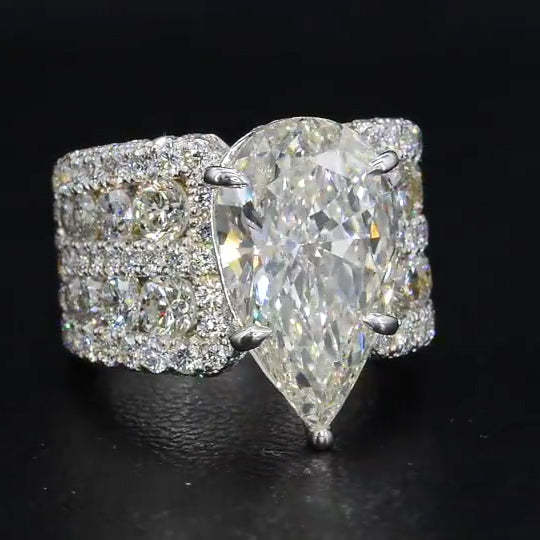 5.5Ct Pear Cut Vintage Style Created Simulated Diamond Sterling Silver Engagement Ring-Sterling Silver-lornajewelry