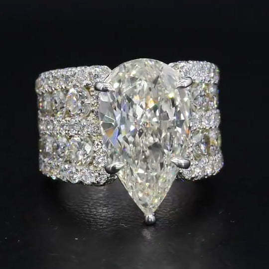 5.5Ct Pear Cut Vintage Style Sterling Silver Engagement Ring-Sterling Silver-lornajewelry