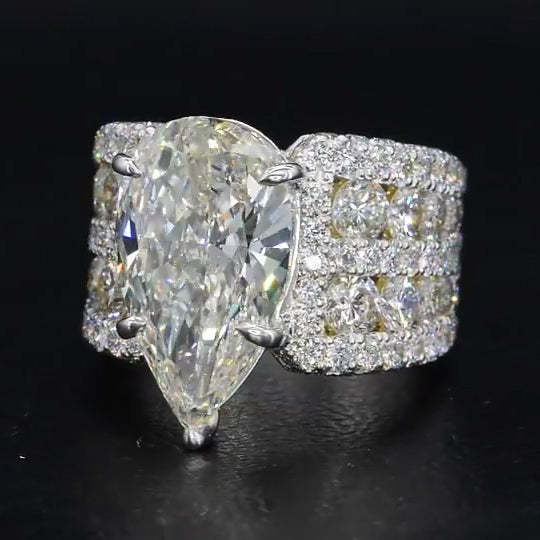 5.5Ct Pear Cut Vintage Style Sterling Silver Engagement Ring-Sterling Silver-lornajewelry