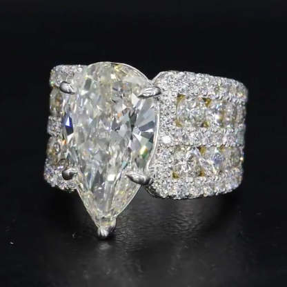 5.5Ct Pear Cut Vintage Style Sterling Silver Engagement Ring-Sterling Silver-lornajewelry