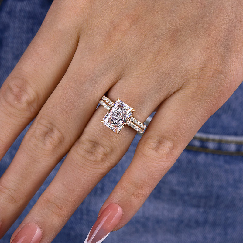 Gorgeous 3.5 Carat Radiant Cut Wedding Ring Set In Sterling Silver-Sterling Silver-lornajewelry