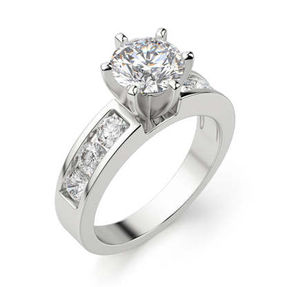 2Ct Moissanite Round Cut Channel Set Engagement Ring-Sterling Silver-lornajewelry