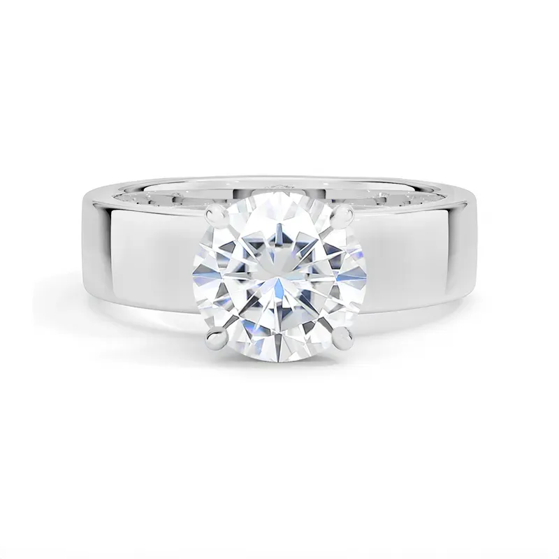 2Ct Moissanite Wide Solitaire Engagement Ring