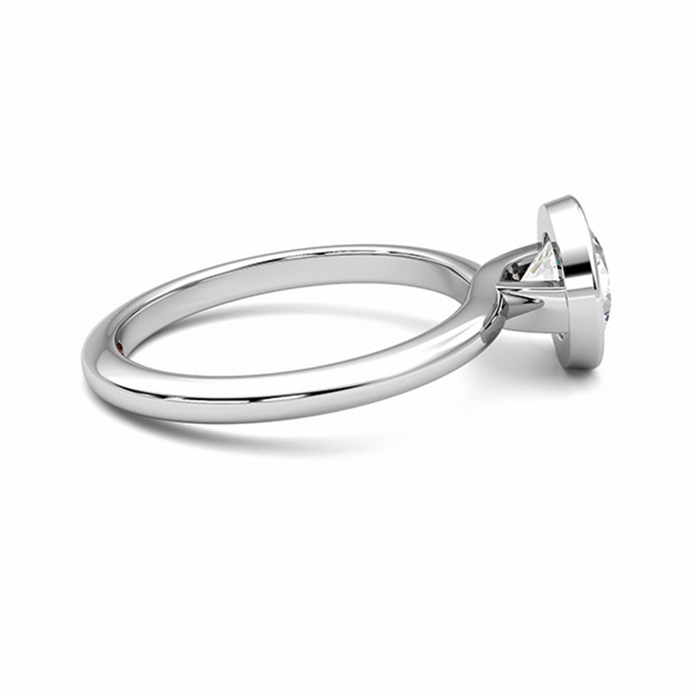 1Ct/2Ct Moissanite Solitaire Round Bezel Set Engagement Ring-Sterling Silver-lornajewelry