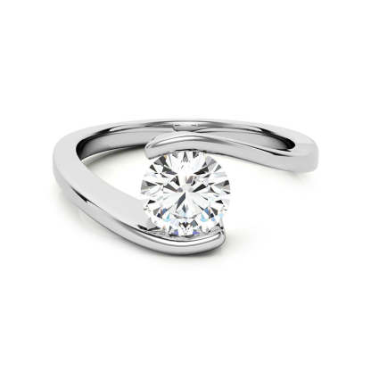 1Ct Moissanite Solitaire Tension Set Bypass Engagement Ring-Sterling Silver-lornajewelry