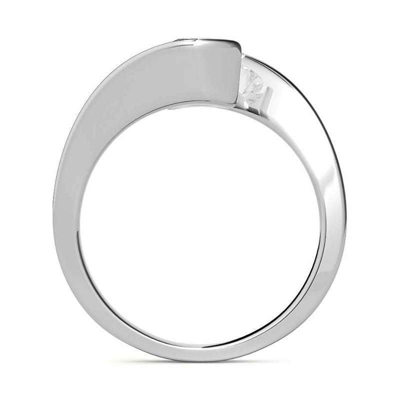 1Ct Moissanite Solitaire Tension Set Bypass Engagement Ring-Sterling Silver-lornajewelry