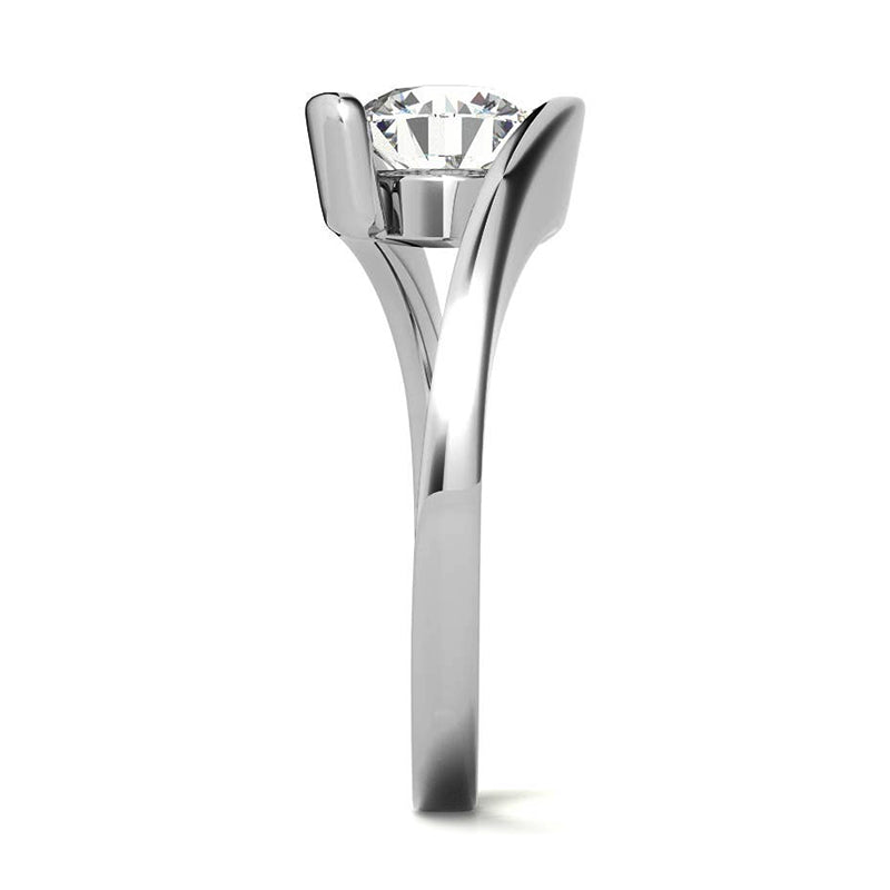 1Ct Moissanite Solitaire Tension Set Bypass Engagement Ring-Sterling Silver-lornajewelry