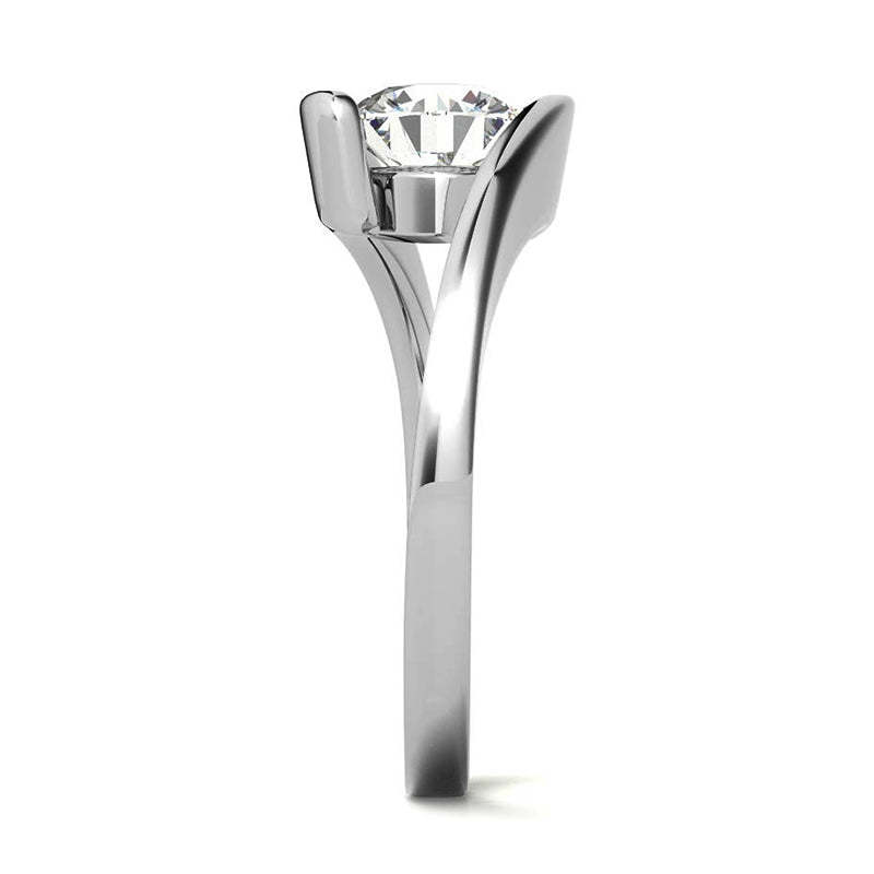 1Ct Moissanite Solitaire Tension Set Bypass Engagement Ring-Sterling Silver-lornajewelry