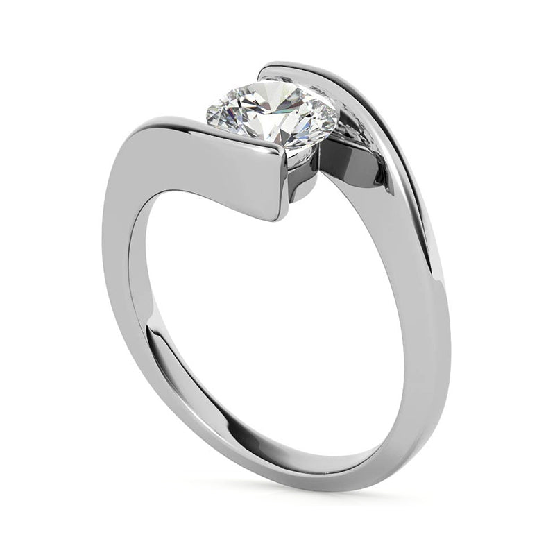 1Ct Moissanite Solitaire Tension Set Bypass Engagement Ring-Sterling Silver-lornajewelry