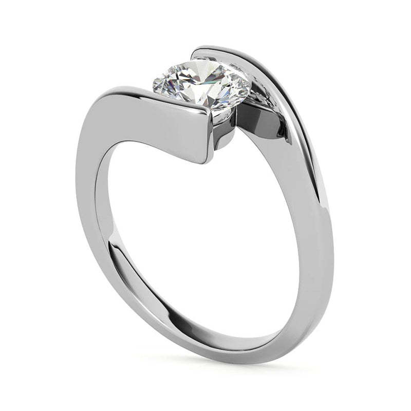 1Ct Moissanite Solitaire Tension Set Bypass Engagement Ring-Sterling Silver-lornajewelry