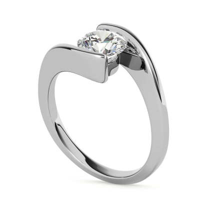 1Ct Moissanite Solitaire Tension Set Bypass Engagement Ring-Sterling Silver-lornajewelry