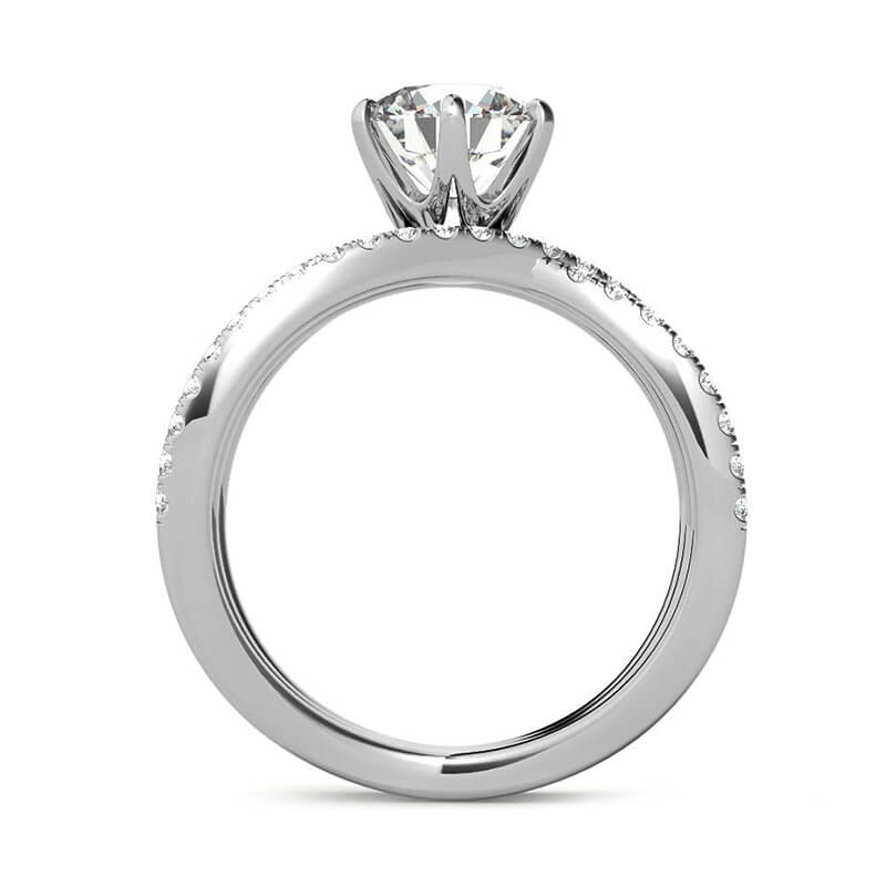 1Ct Moissanite Triple Row Criss-Cross Pave Engagement Ring-Sterling Silver-lornajewelry