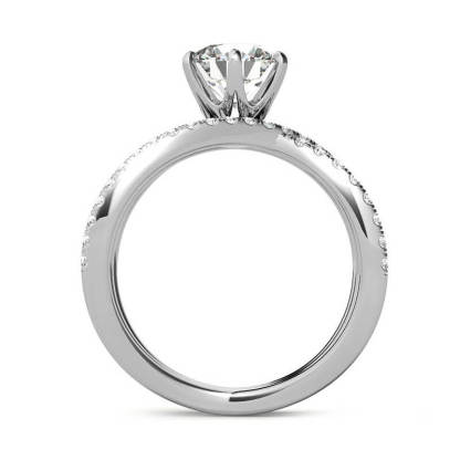 1Ct Moissanite Triple Row Criss-Cross Pave Engagement Ring-Sterling Silver-lornajewelry