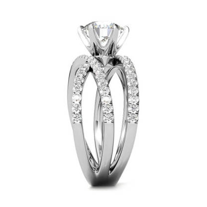 1Ct Moissanite Triple Row Criss-Cross Pave Engagement Ring-Sterling Silver-lornajewelry