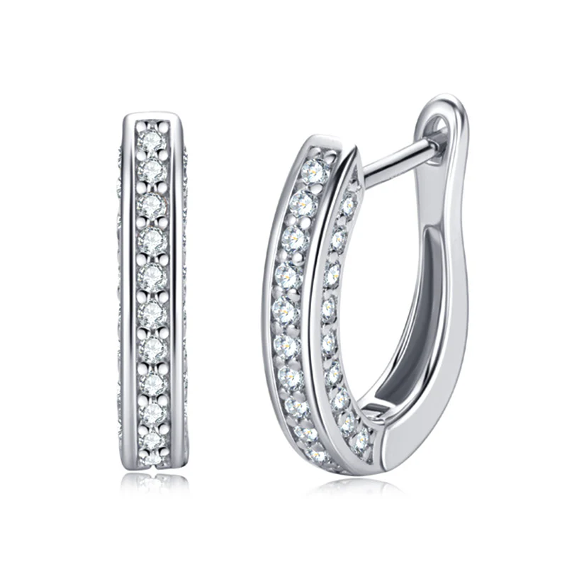 Moissanite Triple Row Hoop Channel Set Earrings In Sterling Silver-Sterling Silver-lornajewelry