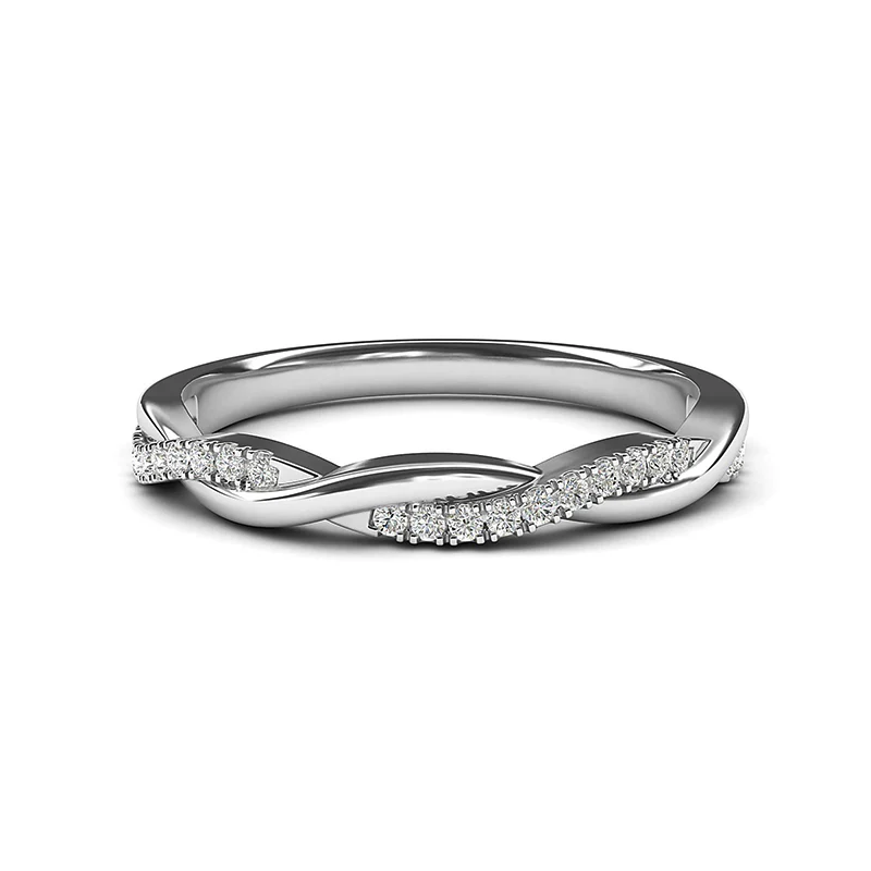Moissanite Twist Eternity Wedding Band Stackable Ring-Sterling Silver-lornajewelry