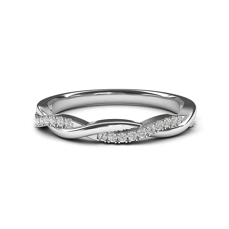 Moissanite Twist Eternity Wedding Band Stackable Ring-Sterling Silver-lornajewelry