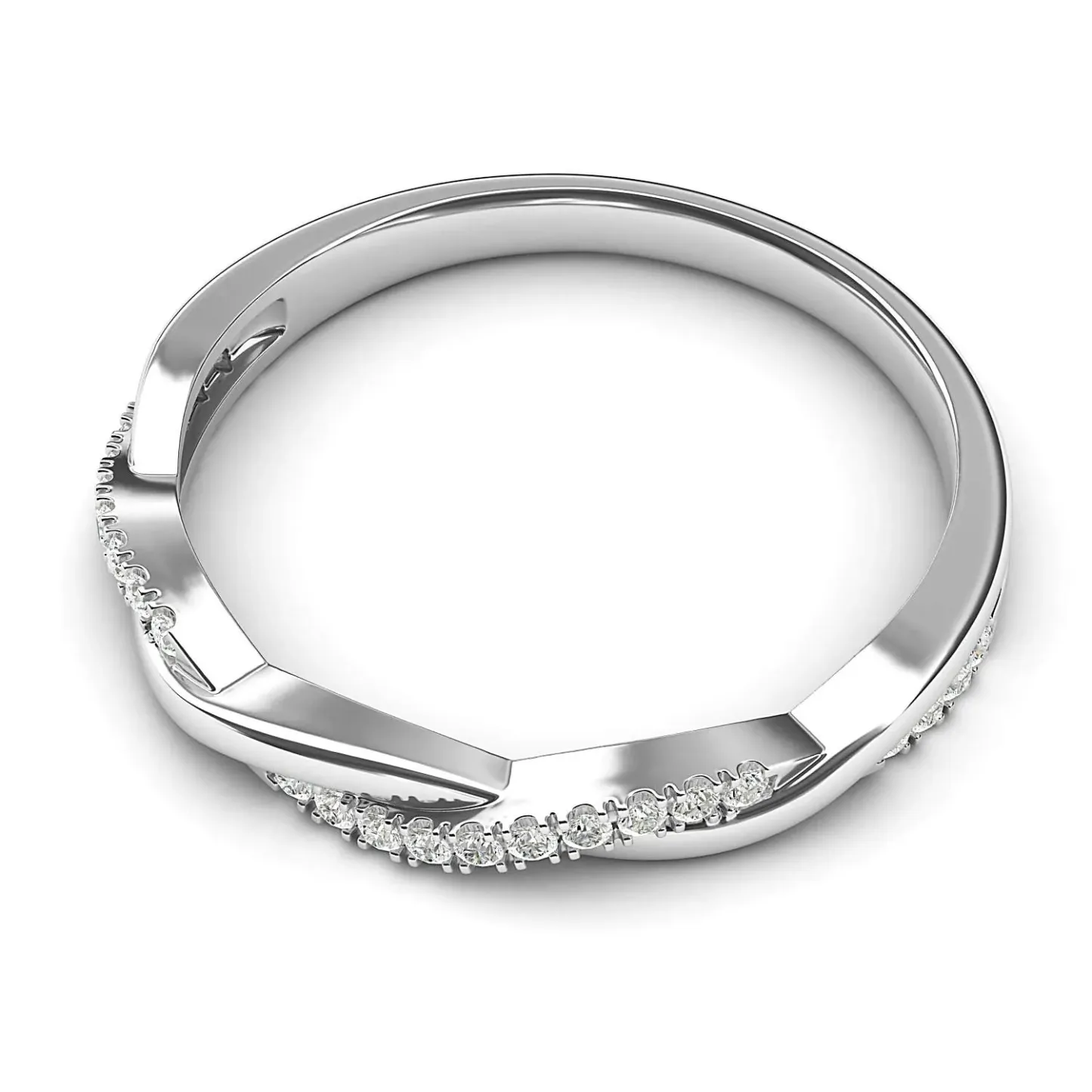 Moissanite Twist Eternity Wedding Band Stackable Ring-Sterling Silver-lornajewelry