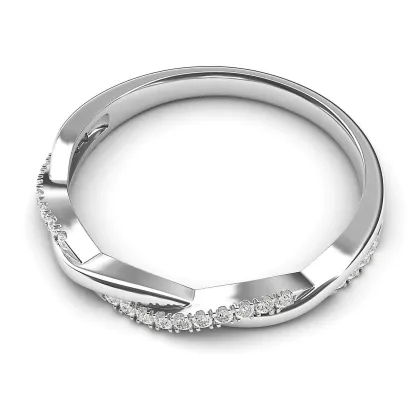 Moissanite Twist Eternity Wedding Band Stackable Ring-Sterling Silver-lornajewelry