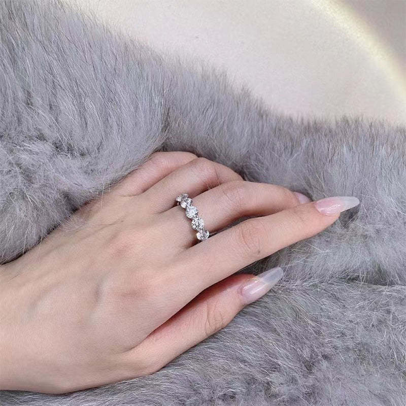 Classic Eternity Round Cut Women's Wedding Ring Band for Anniversary-Sterling Silver-lornajewelry