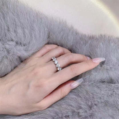 Classic Eternity Round Cut Women's Wedding Ring Band for Anniversary-Sterling Silver-lornajewelry