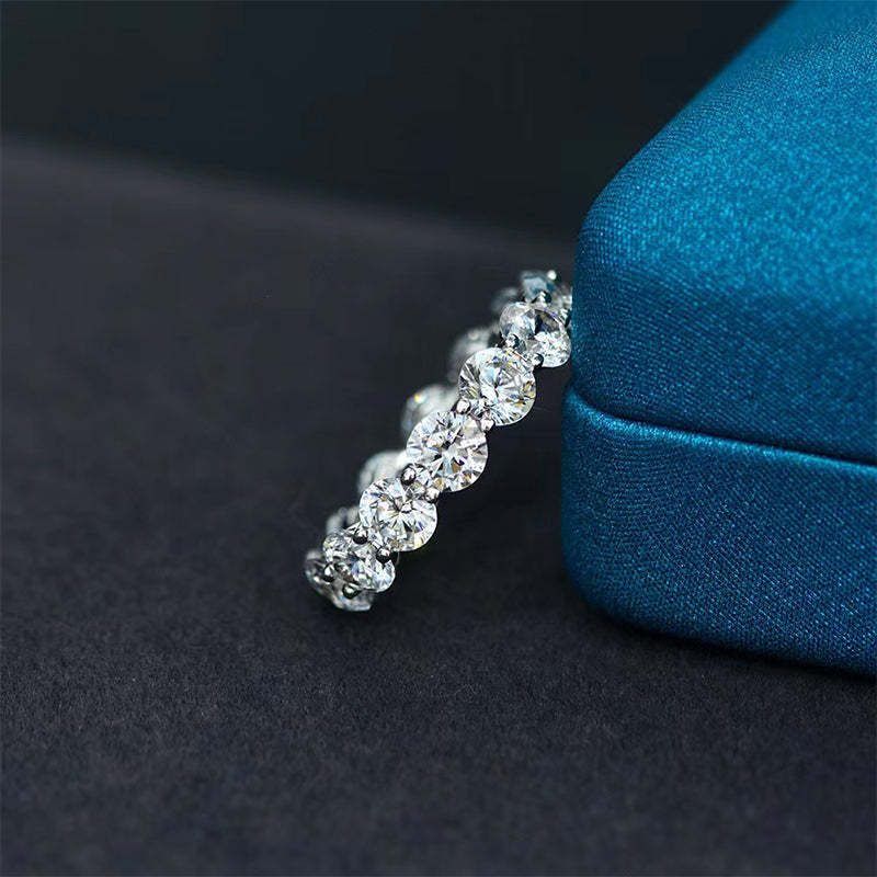 Classic Eternity Round Cut Women's Wedding Ring Band for Anniversary-Sterling Silver-lornajewelry