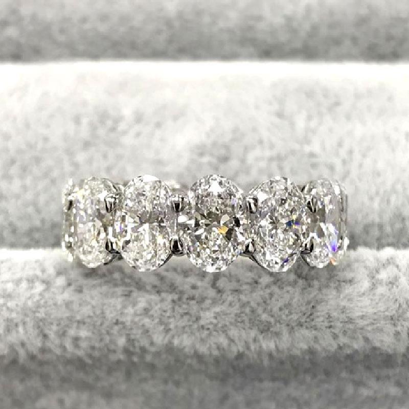 Gorgeous Eternity Emerald & Round & Oval Cut Wedding Band Set In Sterling Silver-Sterling Silver-lornajewelry