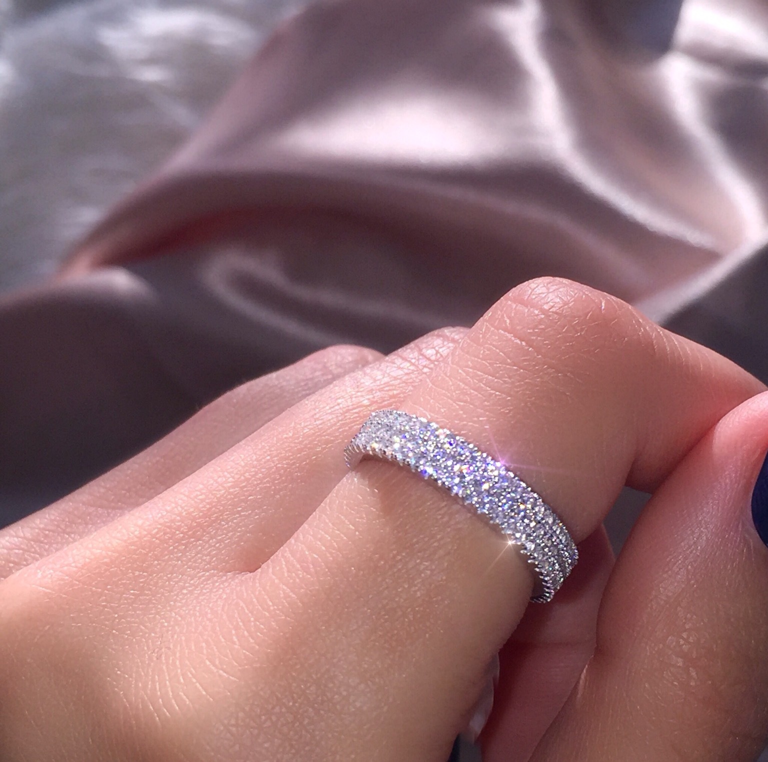 Luxury Pave Eternity Wedding Band For Women-Sterling Silver-lornajewelry