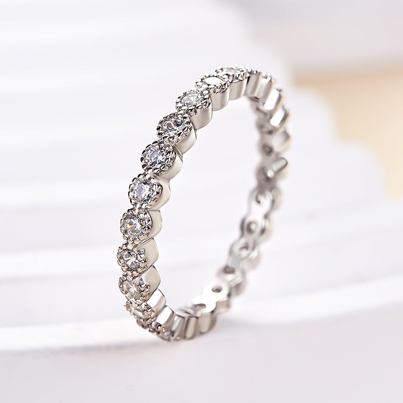 Vintage Pave Wedding Band In Sterling Silver-Sterling Silver-lornajewelry